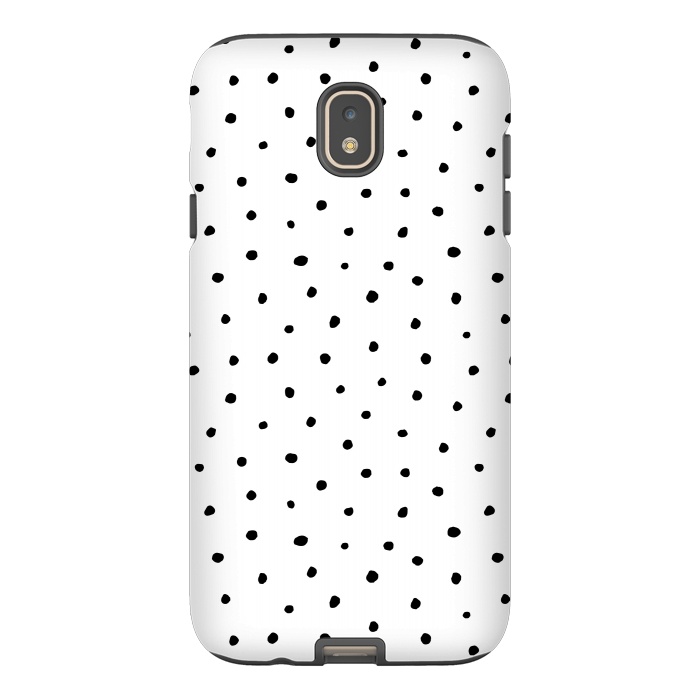 Galaxy J7 StrongFit Hand drawn little black polka dots on white by DaDo ART