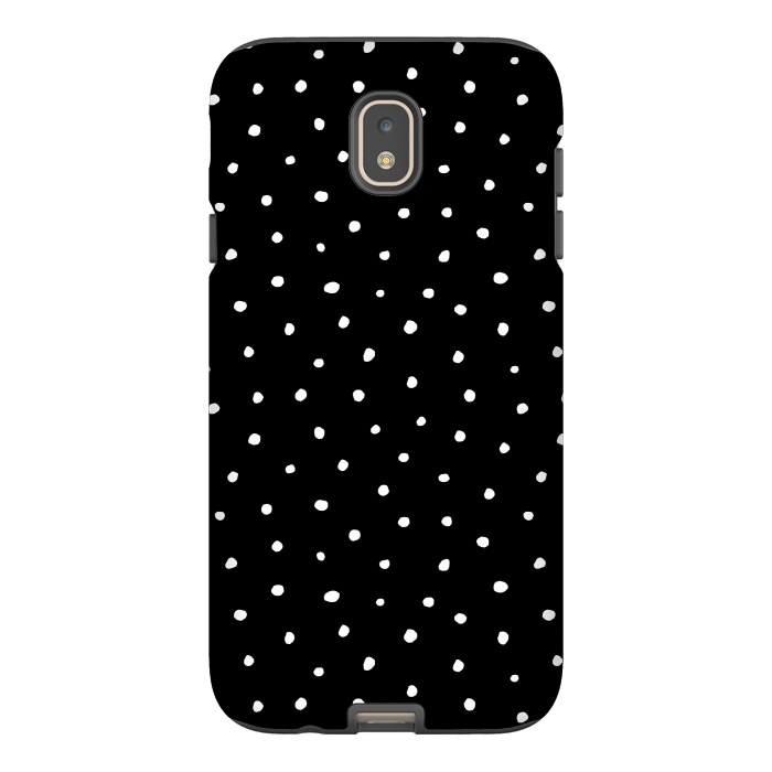 Galaxy J7 StrongFit Hand drawn little white polka dots on black by DaDo ART