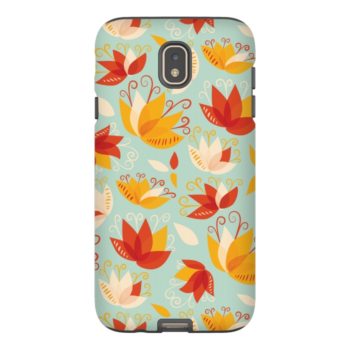 Galaxy J7 StrongFit Whimsical Abstract Colorful Lily Floral Pattern by Boriana Giormova