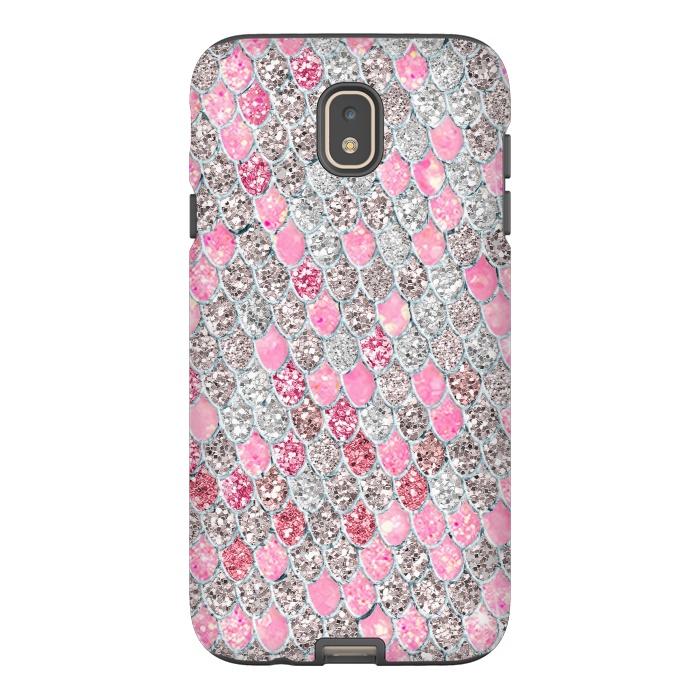 Galaxy J7 StrongFit Rose Gold and Silver Sparkling Mermaid Scales  by  Utart