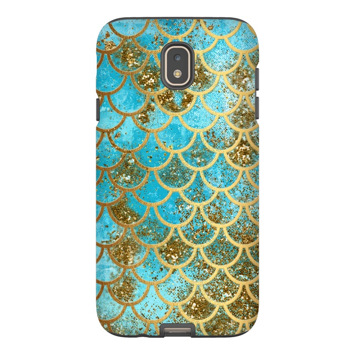 Galaxy J7 StrongFit Blue, Glitter and Gold Mermaid Scales by  Utart