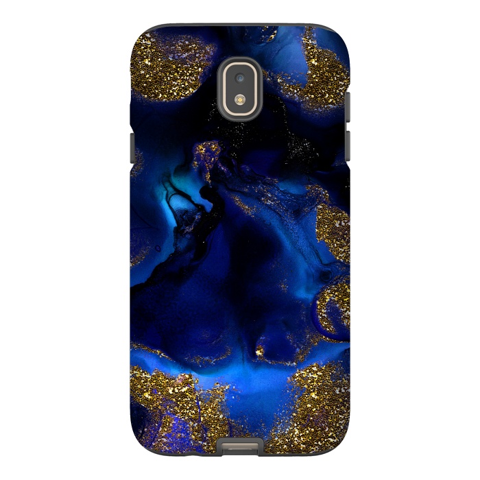 Galaxy J7 StrongFit Indigo Blue and Gold Glitter Marble by  Utart