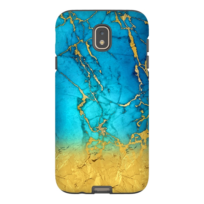 Galaxy J7 StrongFit Sea Blue and Sun Gold Marble and Glitter by  Utart