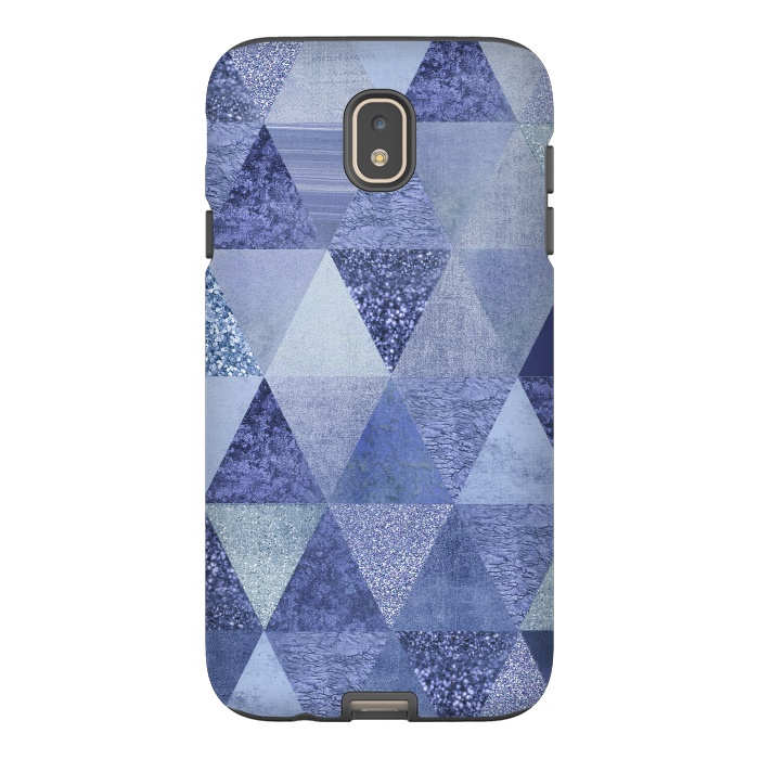 Galaxy J7 StrongFit Blue Glitter Triangle Pattern by Andrea Haase