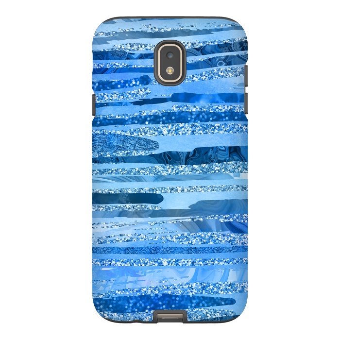 Galaxy J7 StrongFit Blue And Aqua Glitter Stripes by Andrea Haase