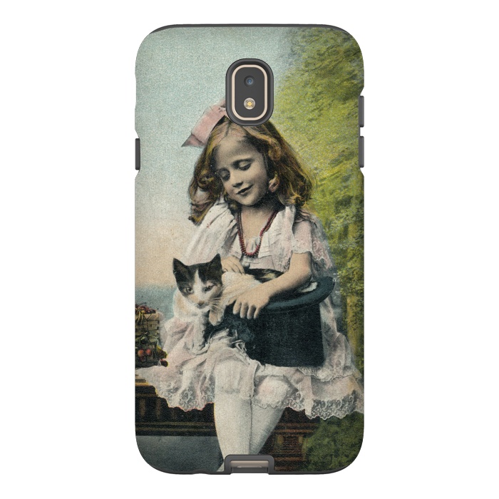 Galaxy J7 StrongFit Retro Girl With Cat by Andrea Haase