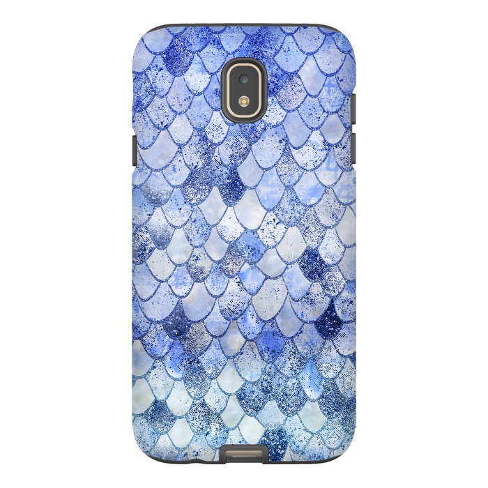 Galaxy J7 StrongFit Blue Summer Wonky Watercolor and Glitter Mermaid Scales by  Utart