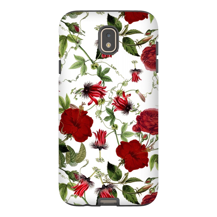 Galaxy J7 StrongFit Red Hibiscus and Passiflora Pattern on White by  Utart