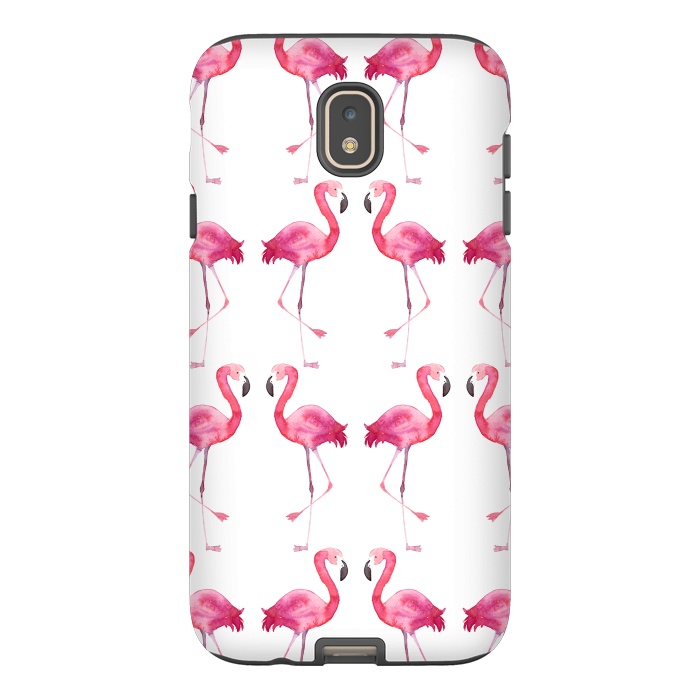 Galaxy J7 StrongFit Pink Watercolor Flamingo Print by Becky Starsmore