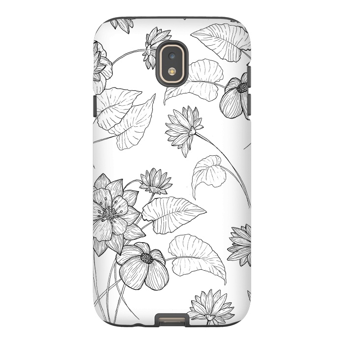 Galaxy J7 StrongFit Monochrome Sketchbook Floral by Becky Starsmore