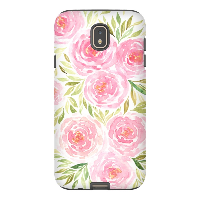 Galaxy J7 StrongFit Pastel Pink Peony Floral Print by Becky Starsmore