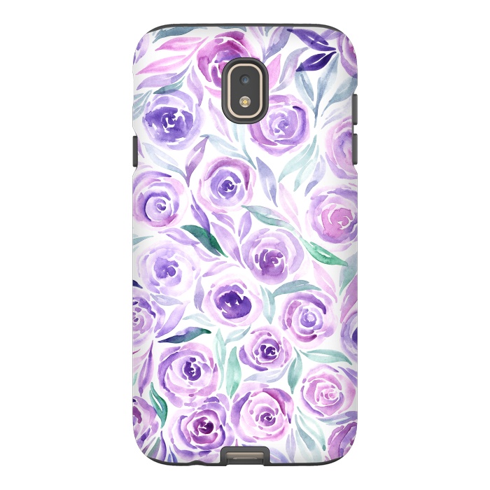 Galaxy J7 StrongFit Purple Rose Floral Print by Becky Starsmore