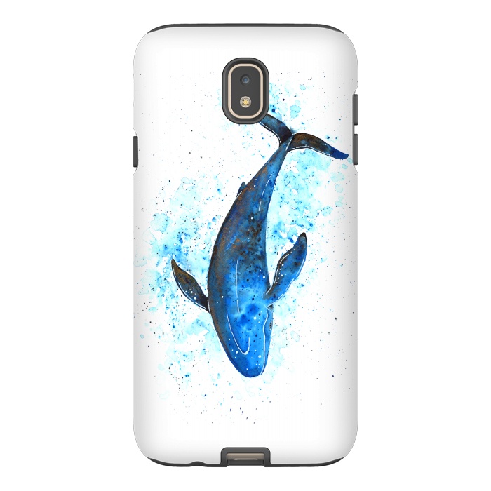 Galaxy J7 StrongFit Watercolor Blue Whale Dive by Becky Starsmore