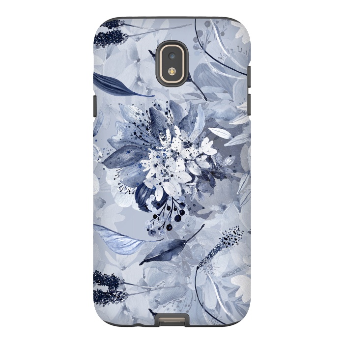 Galaxy J7 StrongFit Autumnal fresh gray and blue flower rose pattern by  Utart