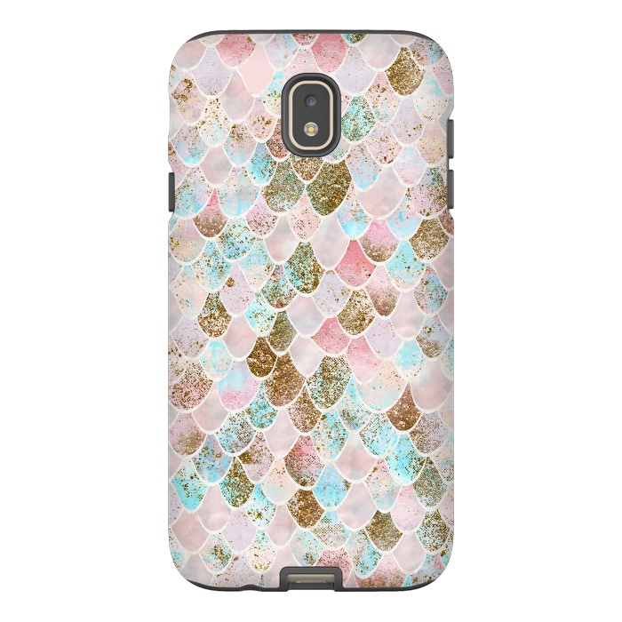 Galaxy J7 StrongFit Wonky Watercolor Pink and Blue Mermaid Scales  by  Utart