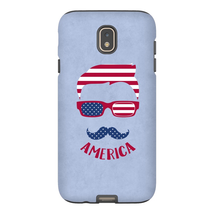 Galaxy J7 StrongFit American Hipster Face 4th July by Andrea Haase
