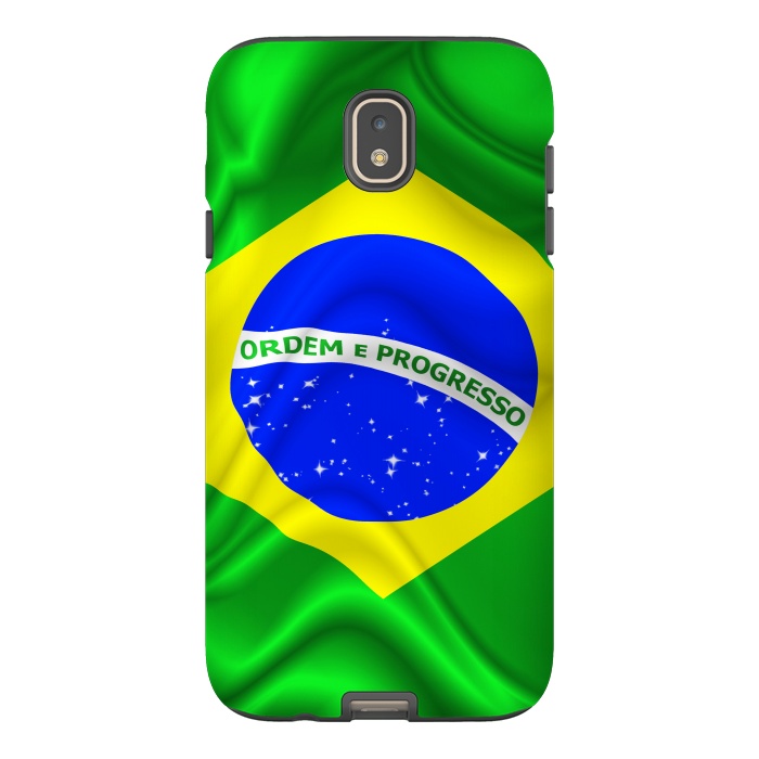 Galaxy J7 StrongFit Brazil Waving Silk Flag by BluedarkArt