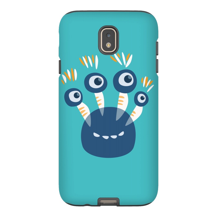 Galaxy J7 StrongFit Cute Blue Cartoon Monster With Four Eyes by Boriana Giormova
