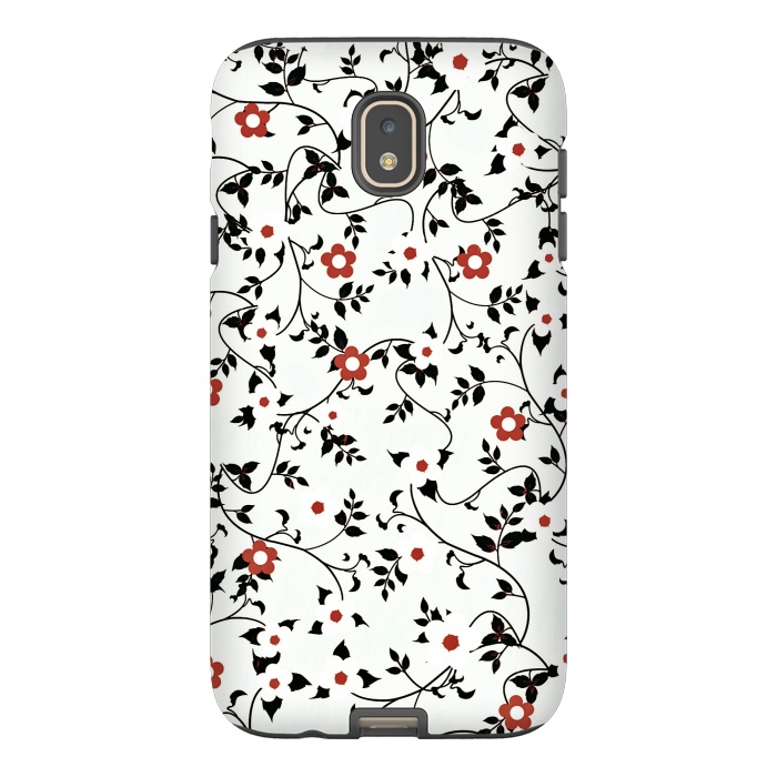 Galaxy J7 StrongFit Read & white flowers by Jms