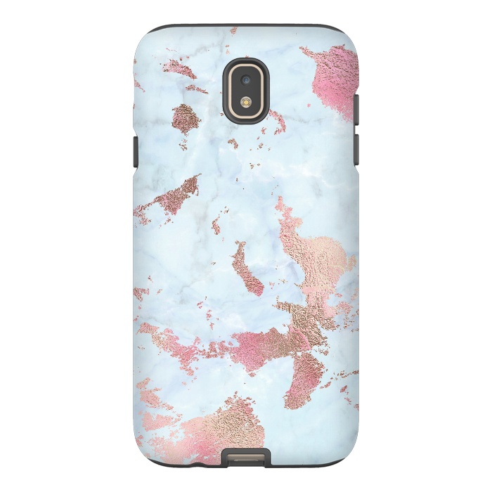 Galaxy J7 StrongFit Rose Gold Metal Foil on Light Blue Marble by  Utart