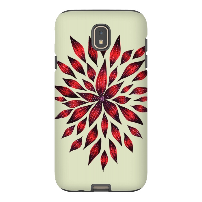 Galaxy J7 StrongFit Hand Drawn Abstract Red Ink Doodle Flower by Boriana Giormova