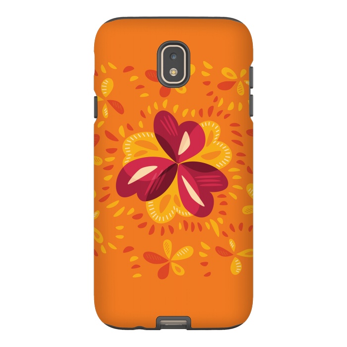 Galaxy J7 StrongFit Abstract Clovers In Pink Yellow And Orange by Boriana Giormova