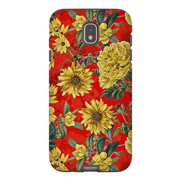 Galaxy J7 StrongFit Sunflowers and Roses on Red by  Utart