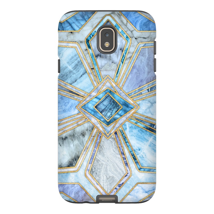 Galaxy J7 StrongFit Geometric Gilded Stone Tiles in Soft Blues by Micklyn Le Feuvre