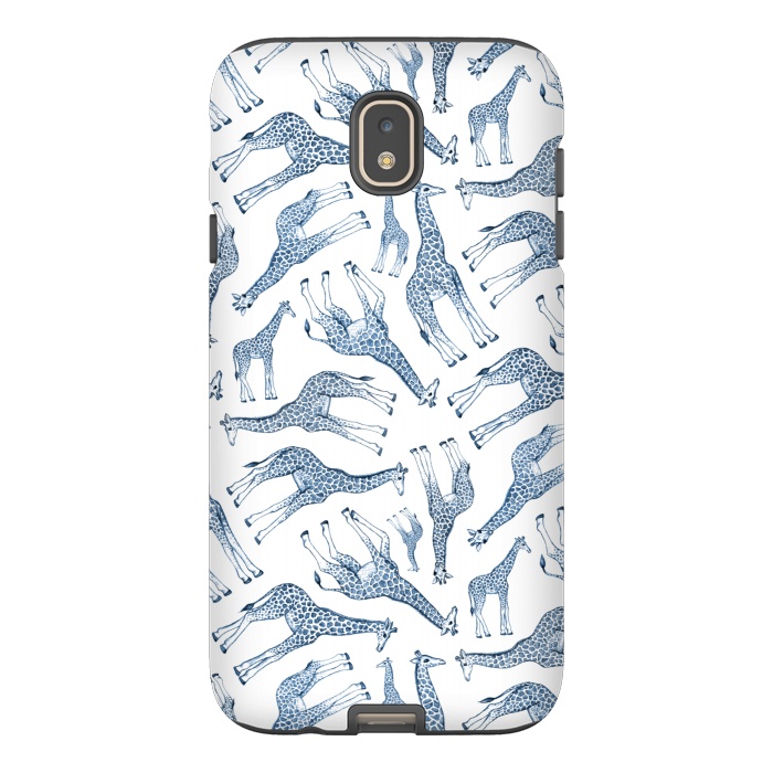 Galaxy J7 StrongFit Little Giraffes in Monochrome Blue and White by Micklyn Le Feuvre