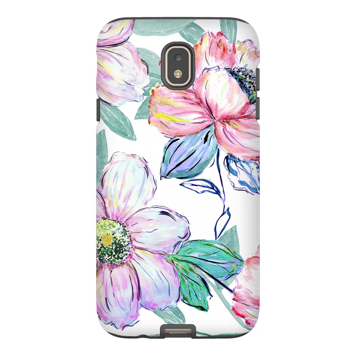 Galaxy J7 StrongFit Romantic watercolor flowers hand paint design by InovArts