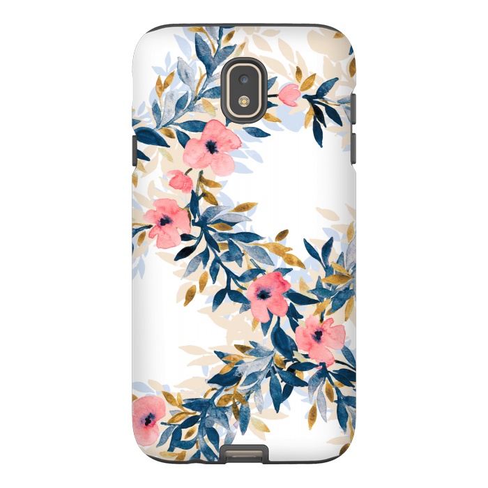 Galaxy J7 StrongFit Fresh Pink Watercolor Floral Wreaths by Micklyn Le Feuvre