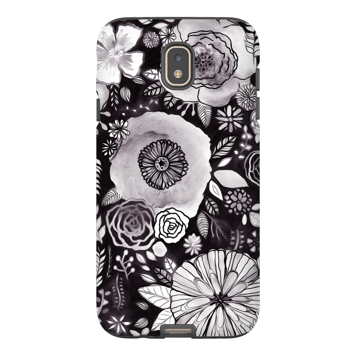 Galaxy J7 StrongFit Black & White Floral Mix  by Tigatiga