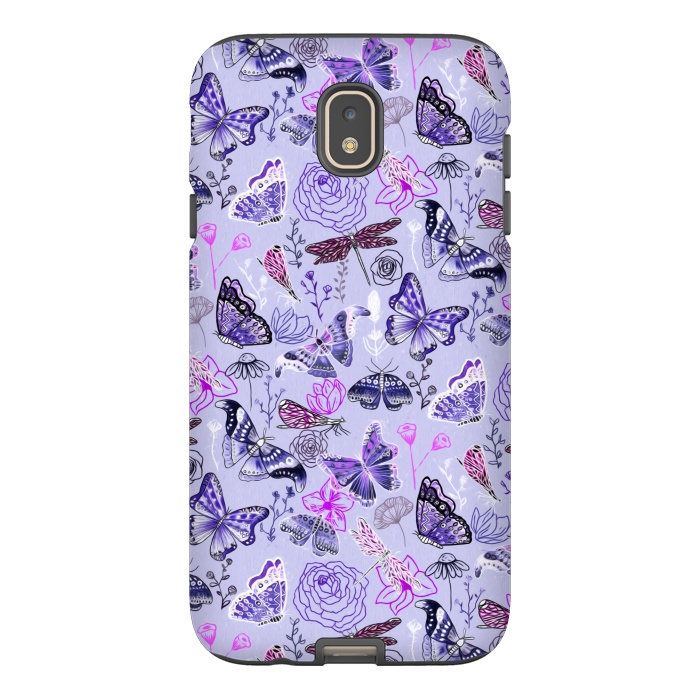 Galaxy J7 StrongFit Butterflies, Dragonflies and Moths on Purple by Tigatiga