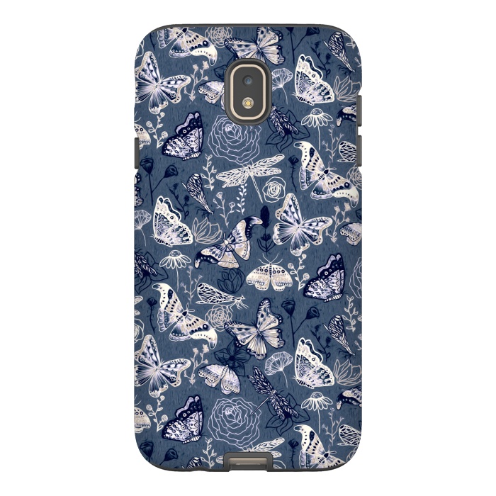 Galaxy J7 StrongFit Butterflies, Dragonflies and Moths on Navy  by Tigatiga
