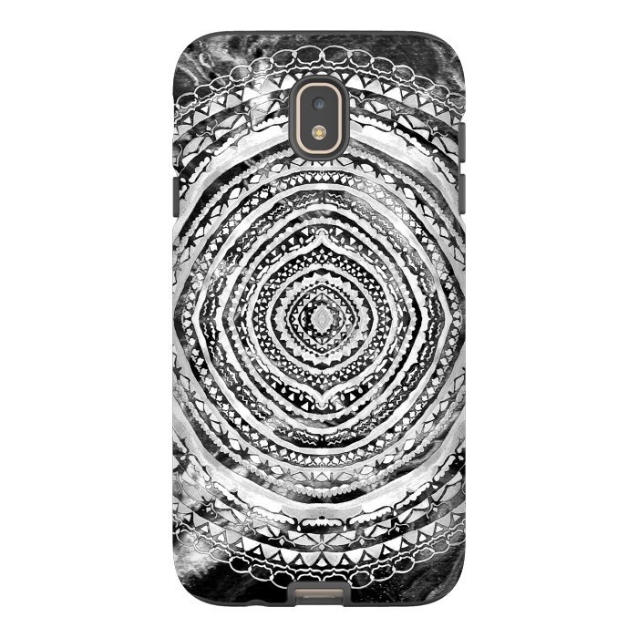 Galaxy J7 StrongFit Black & White Marbling Mandala  by Tigatiga