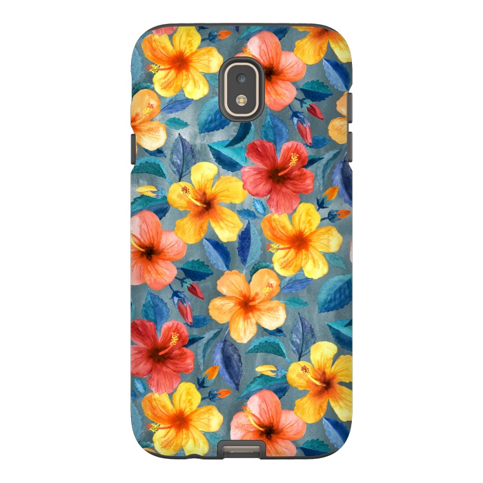 Galaxy J7 StrongFit Bright Little Summer Hibiscus Blooms in Watercolor by Micklyn Le Feuvre