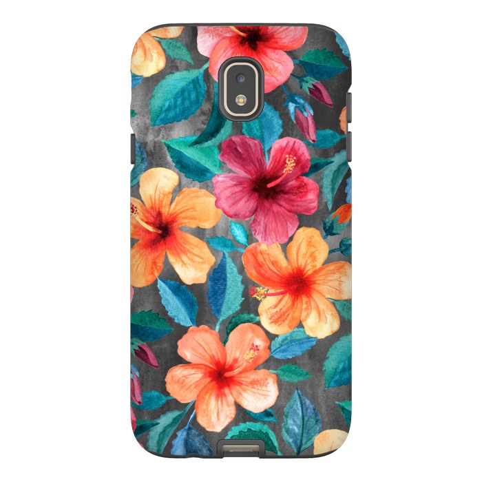 Galaxy J7 StrongFit Colorful Tropical Hibiscus Blooms  by Micklyn Le Feuvre
