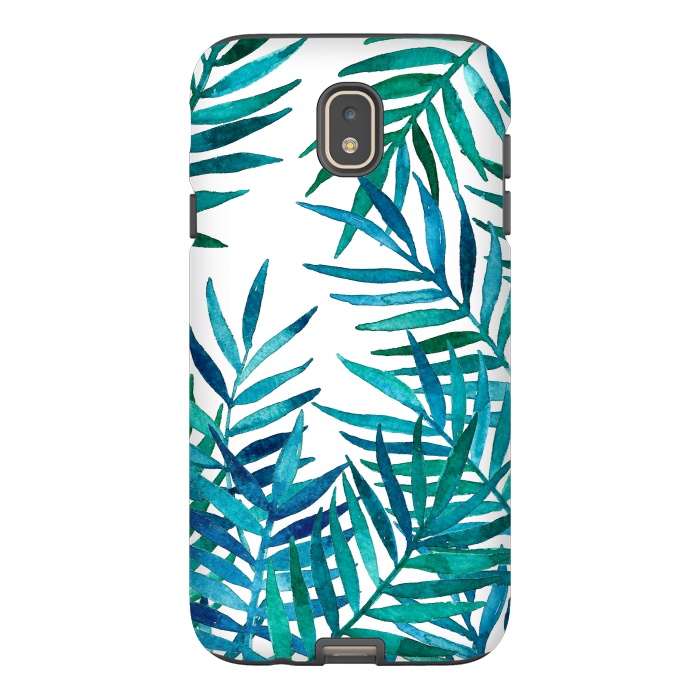 Galaxy J7 StrongFit Watercolor Palm Leaves on White by Micklyn Le Feuvre
