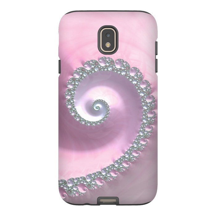 Galaxy J7 StrongFit Pink Pastel Fractal Swirl by Andrea Haase