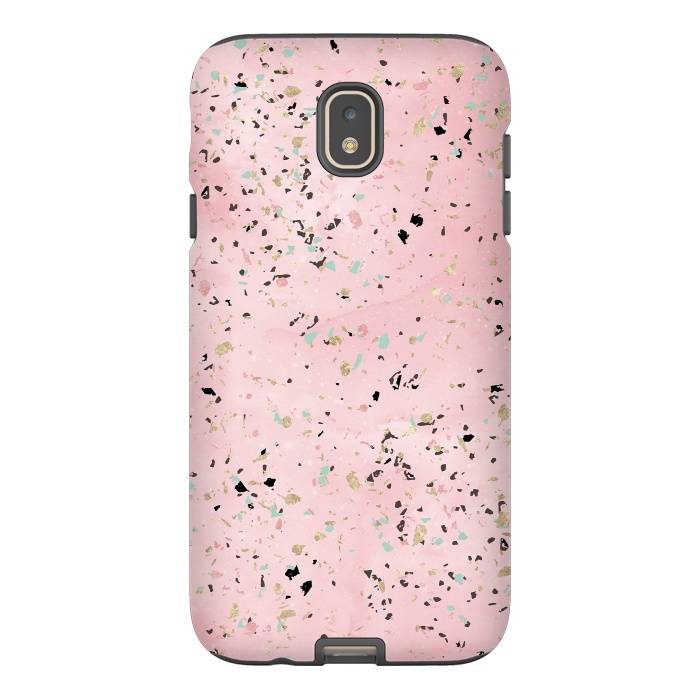 Galaxy J7 StrongFit Blush and gold marble terrazzo design by InovArts