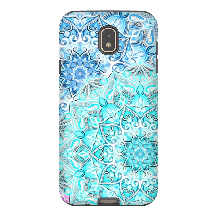 Galaxy J7 StrongFit Frosted Mandalas in Aqua and Blue by Micklyn Le Feuvre