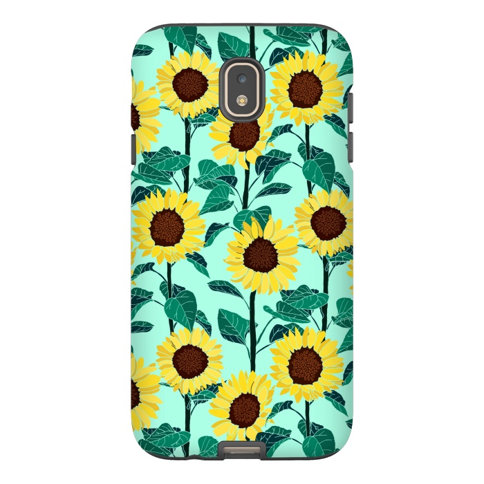 Galaxy J7 StrongFit Sunny Sunflowers - Mint  by Tigatiga