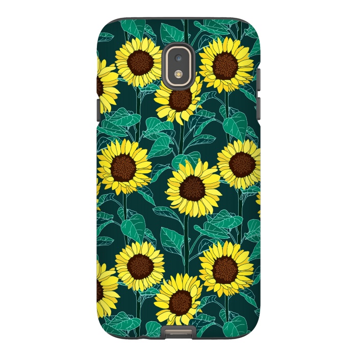 Galaxy J7 StrongFit Sunny Sunflowers - Emerald  by Tigatiga