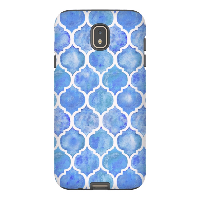 Galaxy J7 StrongFit Cornflower Blue Textured Moroccan Pattern by Micklyn Le Feuvre