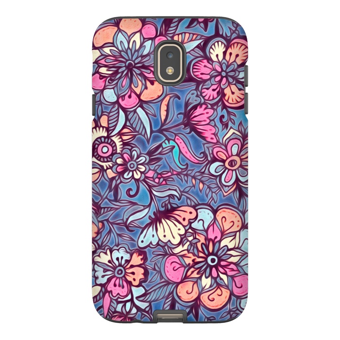 Galaxy J7 StrongFit Sweet Spring Floral - soft indigo & candy pastels by Micklyn Le Feuvre
