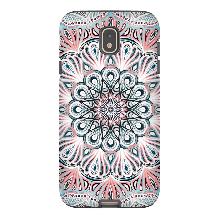 Galaxy J7 StrongFit Expansion - boho mandala in soft salmon pink & blue by Micklyn Le Feuvre