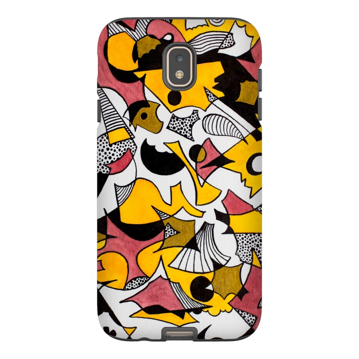 Galaxy J7 StrongFit Abstract Shapes in Yellow, Red and Gold by Paula Ohreen
