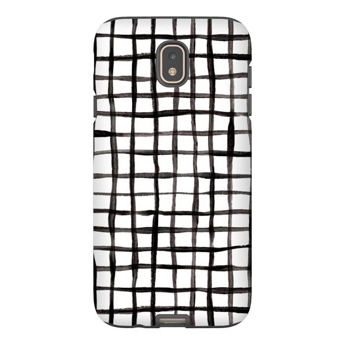 Galaxy J7 StrongFit Modern Graphic Black and White Hand Painted Grid by Micklyn Le Feuvre