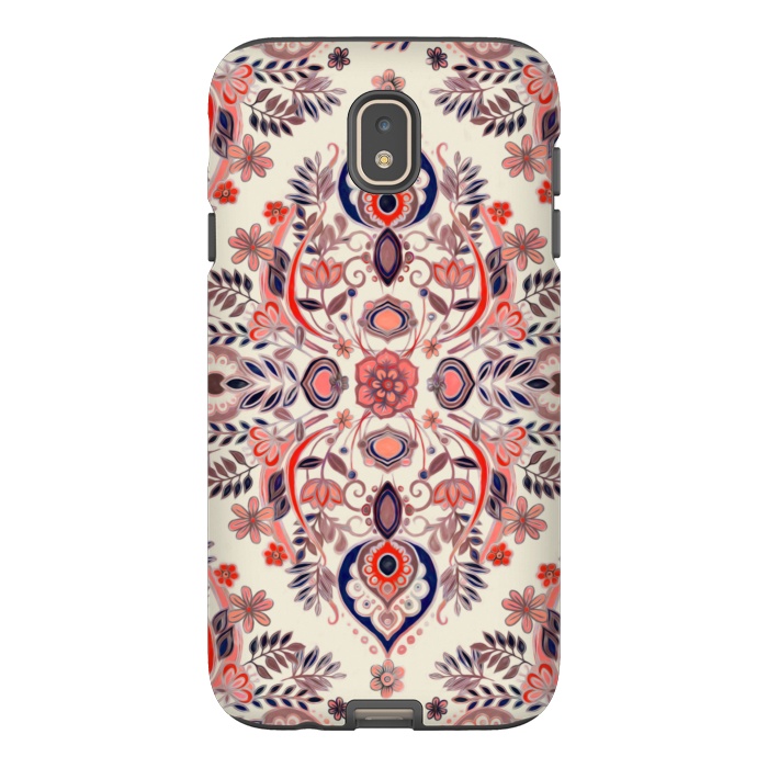 Galaxy J7 StrongFit Modern Folk in Coral Red and Indigo by Micklyn Le Feuvre