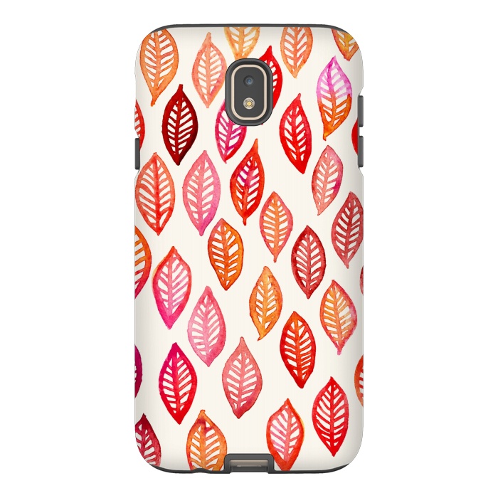 Galaxy J7 StrongFit Watercolor Leaf Pattern in Autumn Colors by Micklyn Le Feuvre
